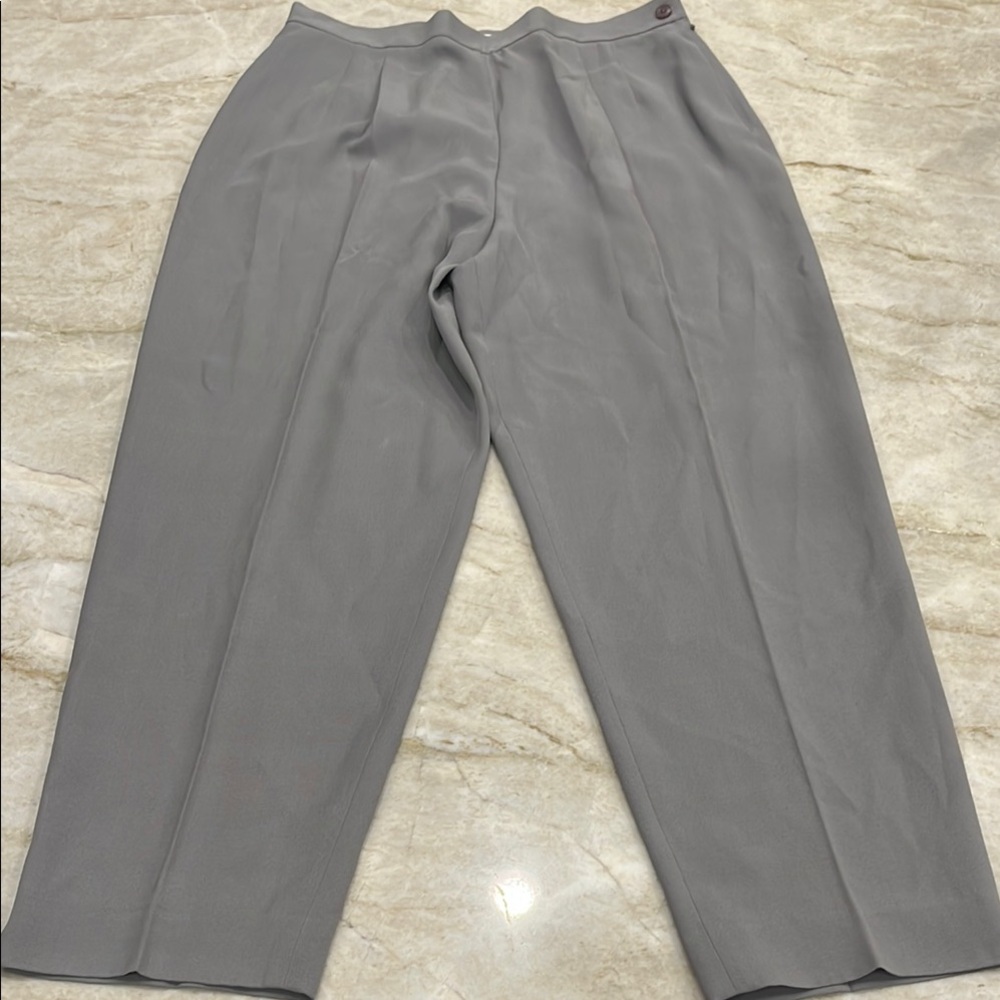 Josephine Chaus Cropped Silk Trousers Gray – 14 Petite‎